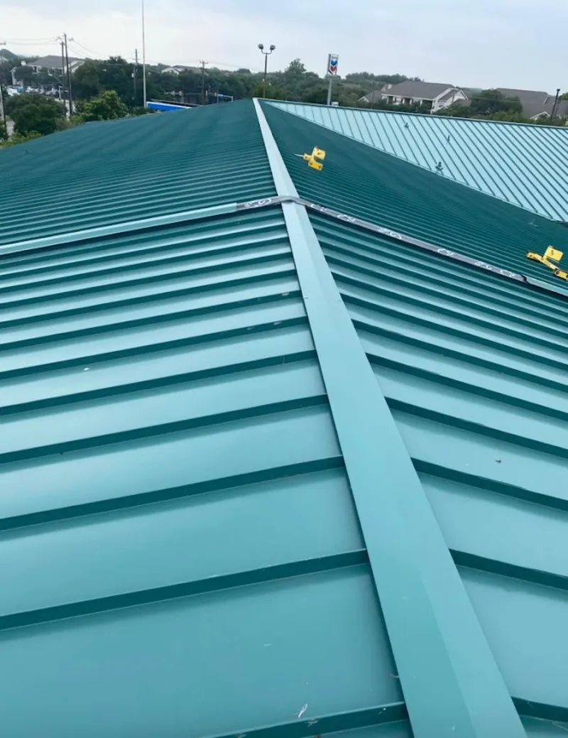 Green commercial metal roof ridge and valley for Metal Roof Repair in Bayonne